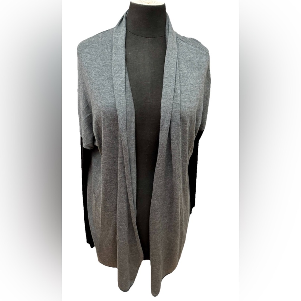 Apt 9‎ ladies gray open front cardigan black sleeves acrylic rayon size XL
